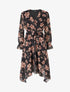 Robe élastiquée à imprimé fleuri - Noir - 1