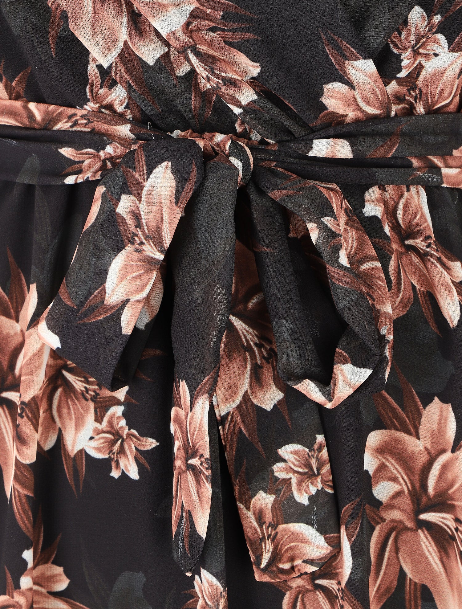 Robe élastiquée à imprimé fleuri - Noir - 3