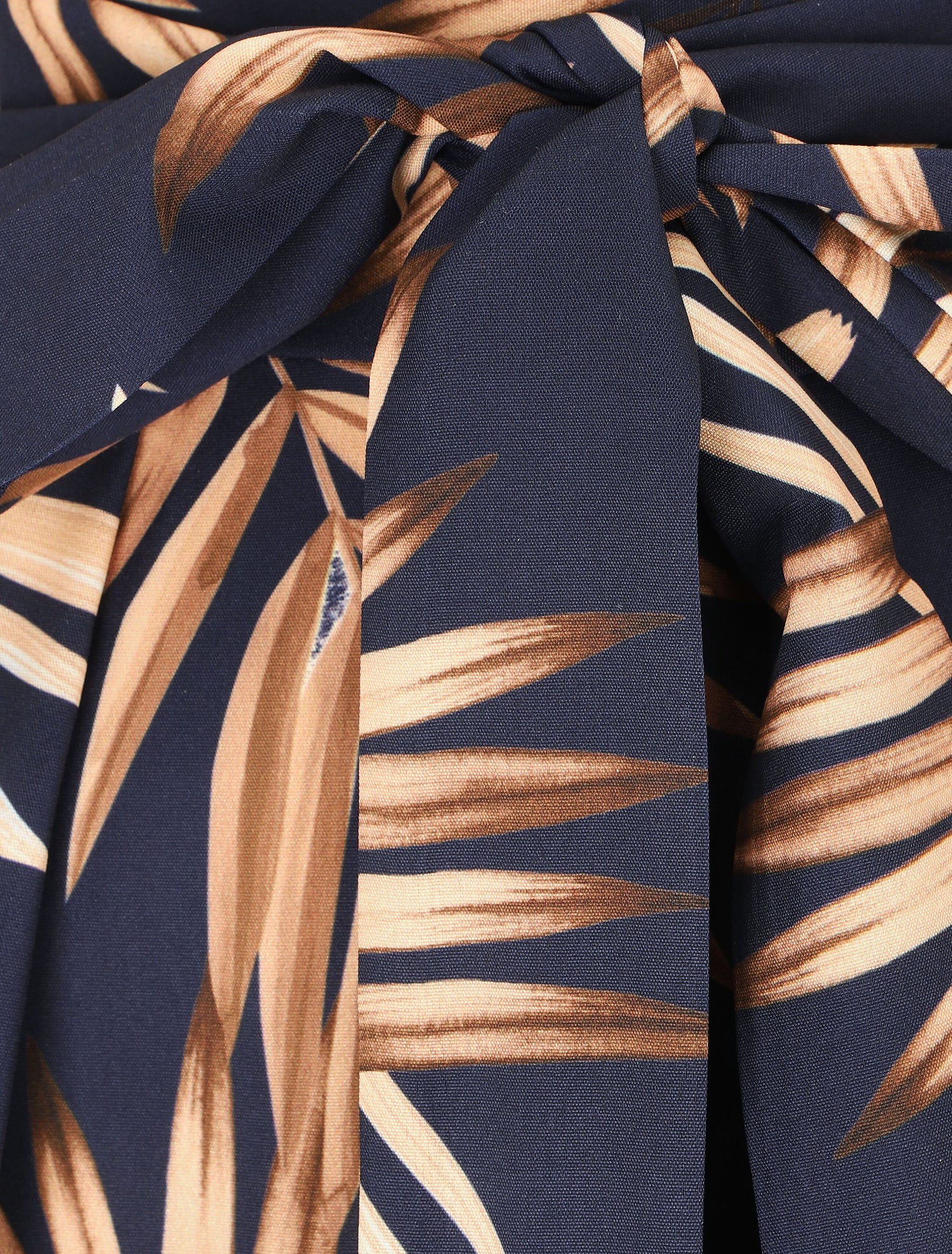 Pantalon ample taille haute imprimé tropical - Marine - 3
