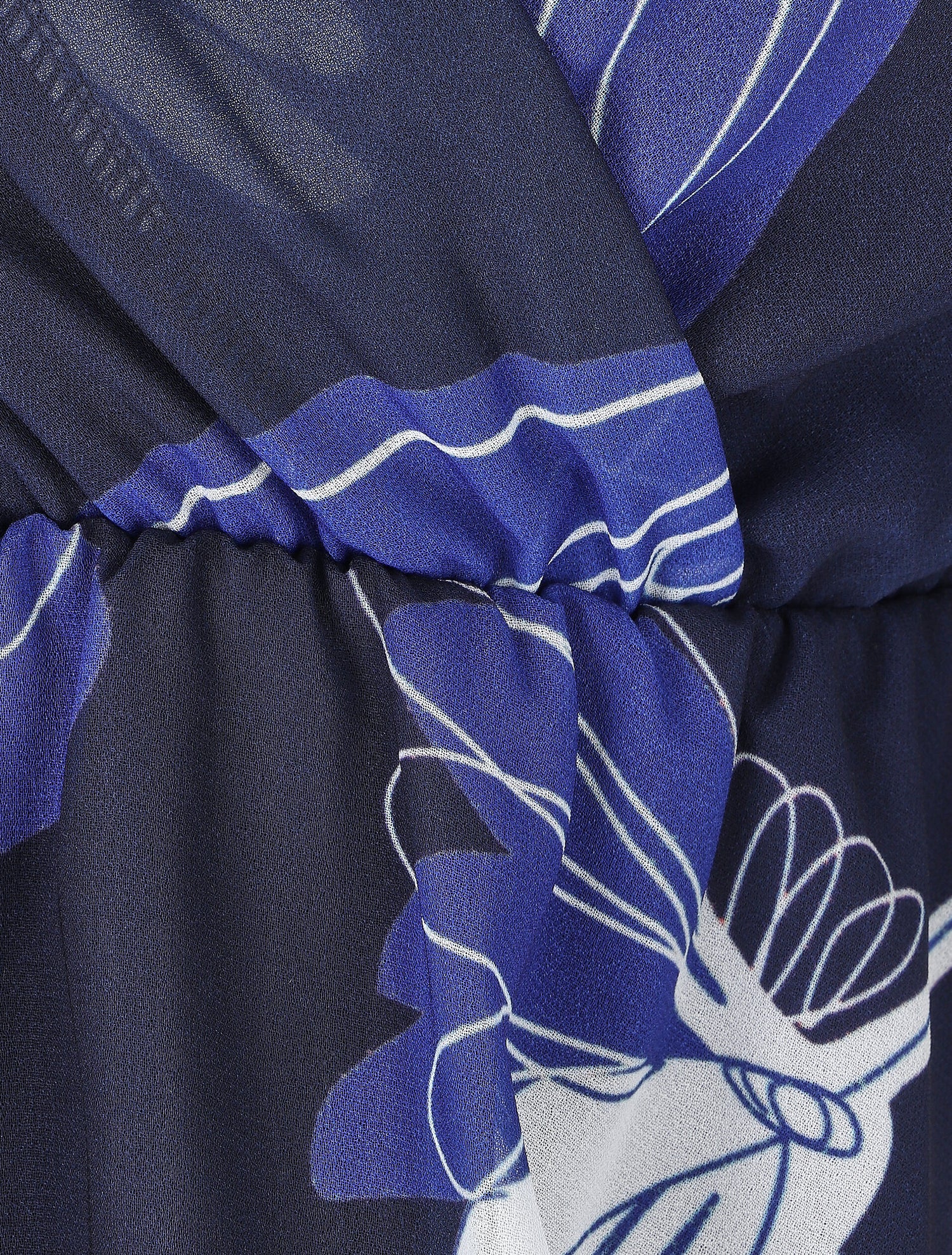 Top élastiqué à imprimé fleuri - Marine - 3