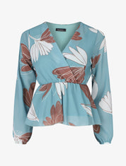 Top élastiqué à imprimé fleuri - Vert d&