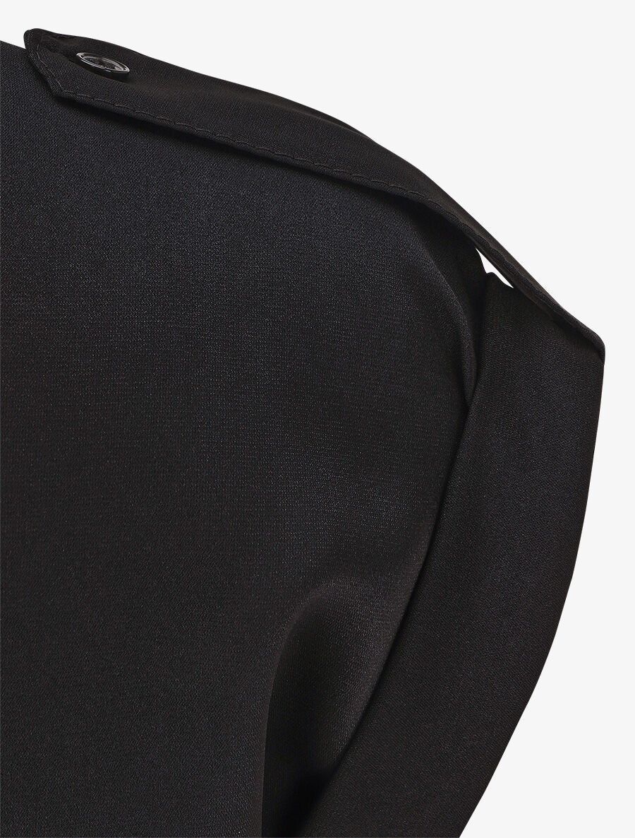 Robe chemise unie manches courtes - Noir - 3