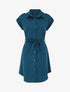 Robe chemise unie manches courtes - Bleu canard - 1