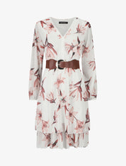 Robe élastiquée à imprimé fleurs - Blanc - 5