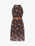 Robe sans manches évasée imprimé petites fleurs - Noir - 1