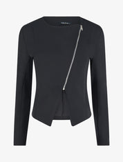 Veste courte à bord fendu asymétrique - Noir - 4