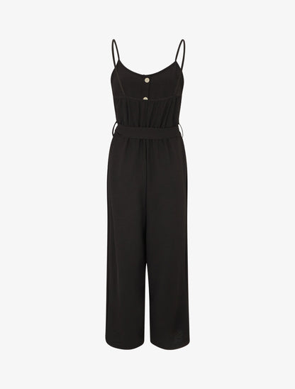 Combinaison unie fluide à taille élastiquée - Noir - 2