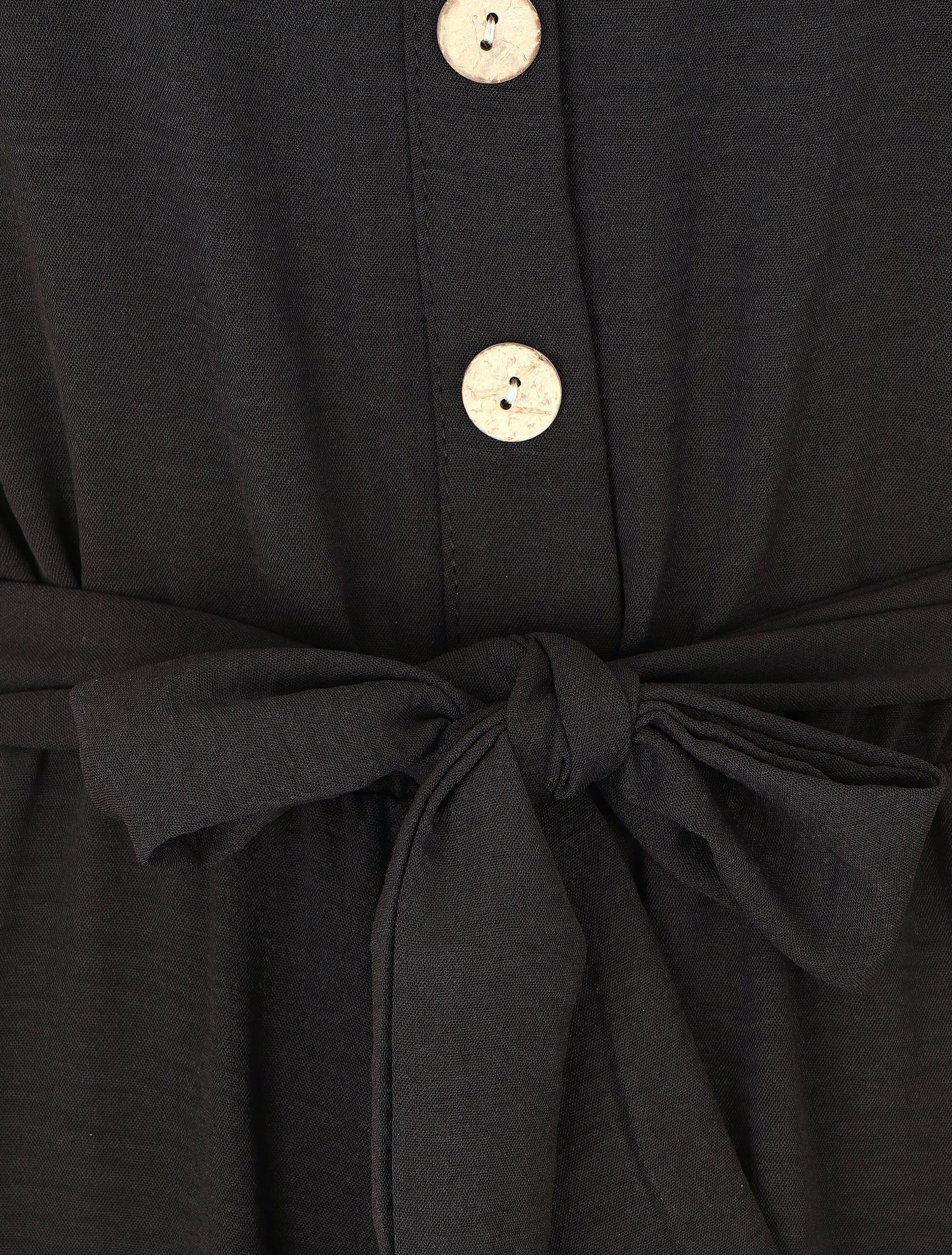 Combinaison unie fluide à taille élastiquée - Noir - 3