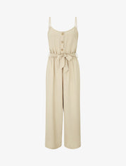 Combinaison unie fluide à taille élastiquée - Beige - 5
