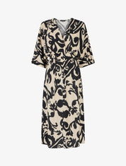 Robe longue à taille élastiquée - Beige - 5
