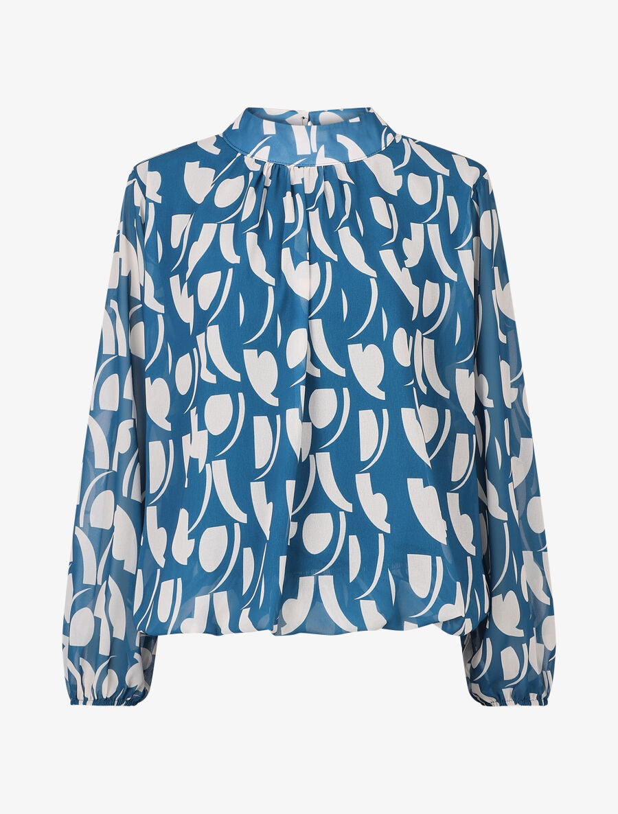 Top manches longues imprimé abstrait - Bleu canard - 4