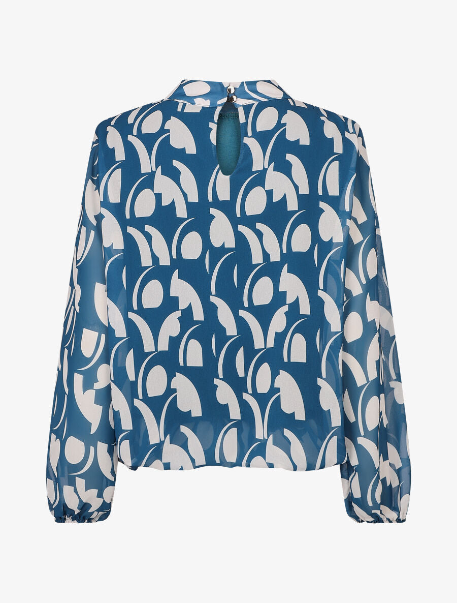 Top manches longues imprimé abstrait - Bleu canard - 2