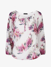 Blouse manches longues imprimé floral - Blanc - 1