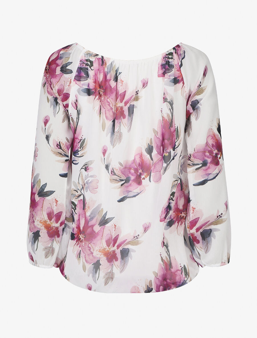 Blouse manches longues imprimé floral - Blanc - 2