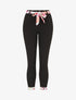 Pantalon slim taille haute à revers fleuri - Noir/blanc - 1