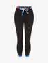 Pantalon slim taille haute à revers fleuri - Noir/bleu - 5