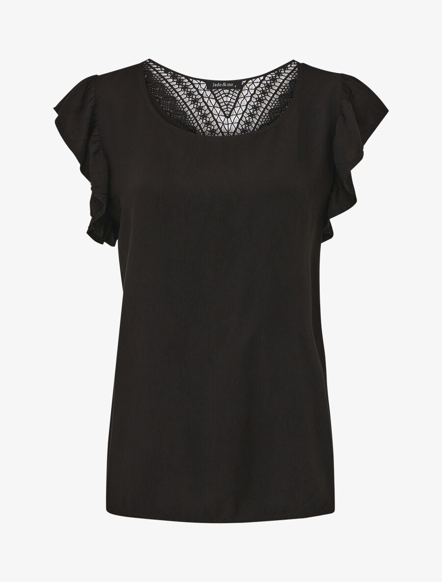 Top sans manches uni dos en crochet - Noir - 1