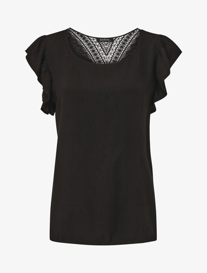 Top sans manches uni dos en crochet - Noir - 1