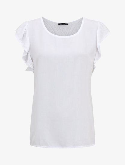 Top sans manches uni dos en crochet - Blanc - 1