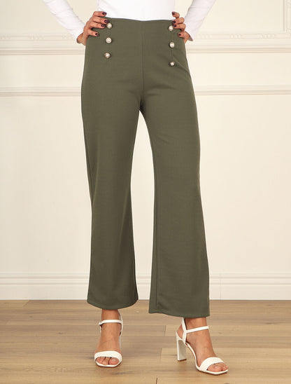 Pantalon fluide coupe droite - Kaki - 4