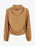 Blouse unie à col bénitier montant - Camel - 4