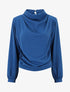 Blouse unie à col bénitier montant - Bleu roi - 1