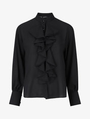 Blouse en voile à buste volanté - Noir - 5