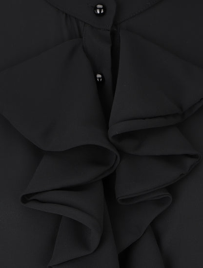 Blouse en voile à buste volanté - Noir - 3