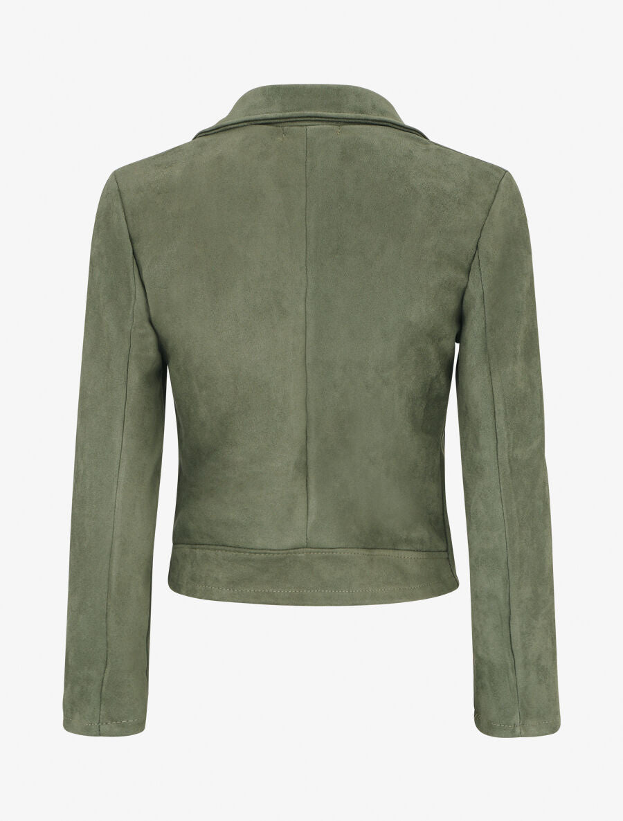 Veste style perfecto en suédine - Kaki - 2