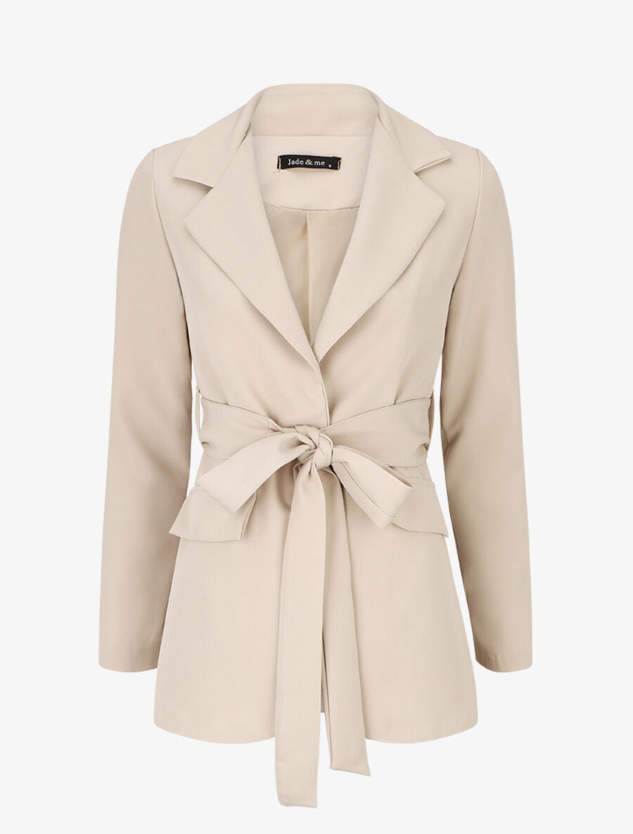 Blazer oversize ceinturé - Beige - 1