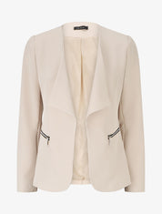 Blazer uni à poches zippées - Beige - 5