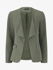 Blazer uni à poches zippées - Kaki - 1