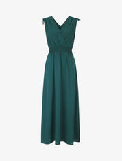 Robe longue coupe empire à taille élastiquée - Vert sapin - 1