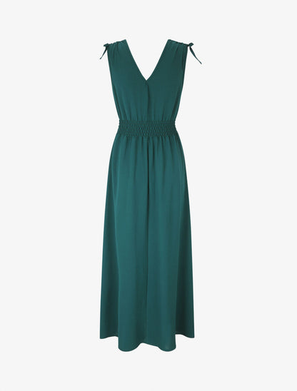 Robe longue coupe empire à taille élastiquée - Vert sapin - 2