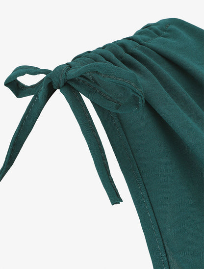 Robe longue coupe empire à taille élastiquée - Vert sapin - 3
