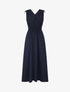 Robe longue coupe empire à taille élastiquée - Marine - 1
