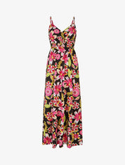 Robe longue imprimé fleurs des îles - Noir - 5