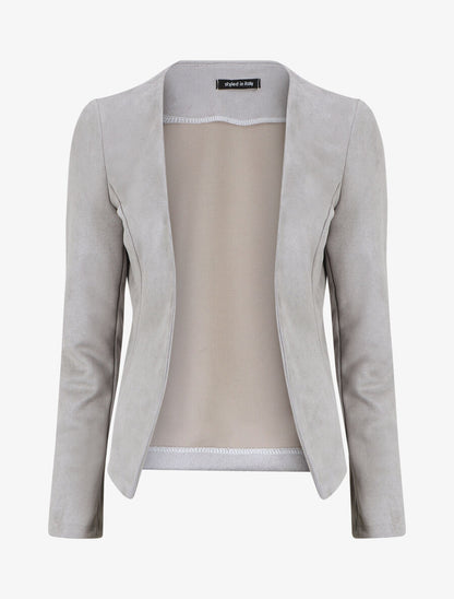 Blazer uni en suédine - Gris - 5