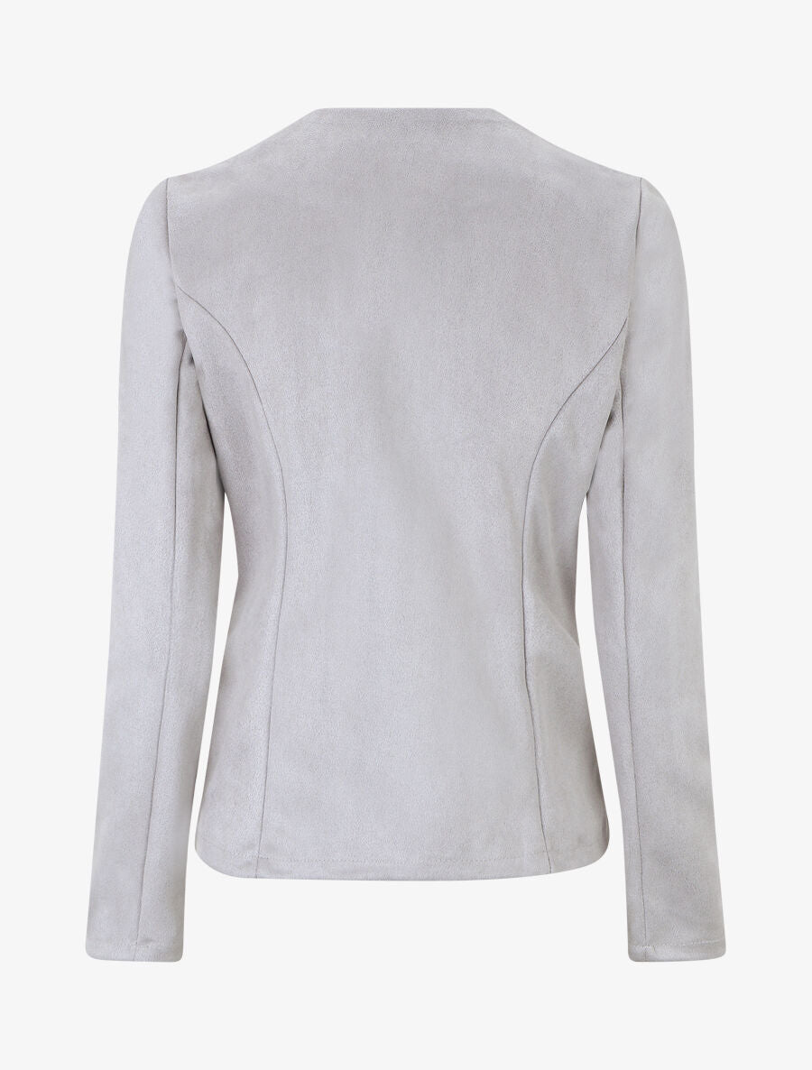 Blazer uni en suédine - Gris - 2