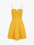 Robe courte coupe patineuse à buste fendu - Jaune - 1