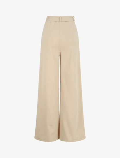 Pantalon long ample à détail bijoux - Beige - 2