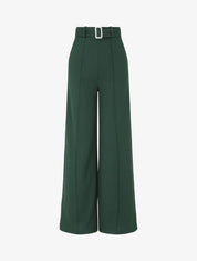 Pantalon long ample à détail bijoux - Vert sapin - 1