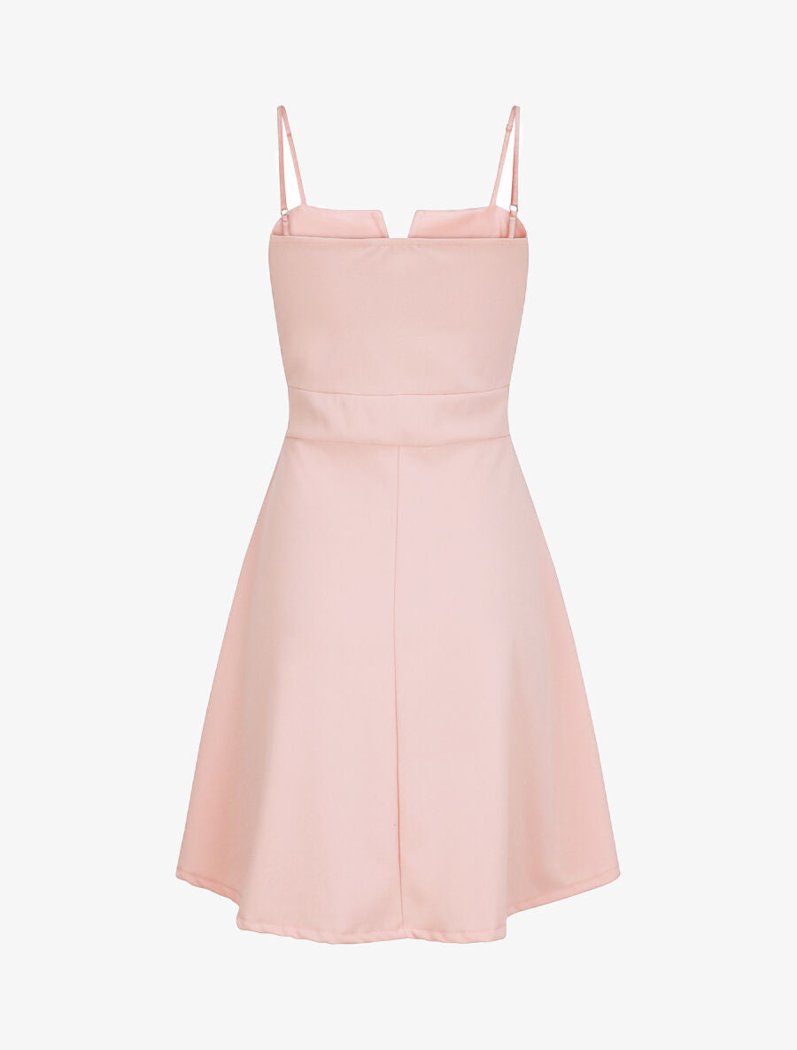 Robe courte coupe patineuse à buste fendu - Rose pâle - 2