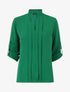 Blouse unie à manches retroussables - Vert - 1