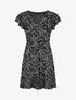 Robe courte coupe patineuse à imprimé fleuri - Noir - 1