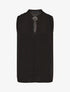 Blouse unie en voile à détail bijoux - Noir - 4