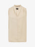 Blouse unie en voile à détail bijoux - Beige - 1
