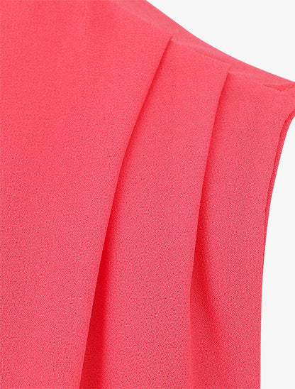 Blouse unie en voile à détail bijoux - Fushia - 3