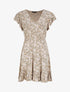 Robe courte coupe patineuse à imprimé fleuri - Beige - 1