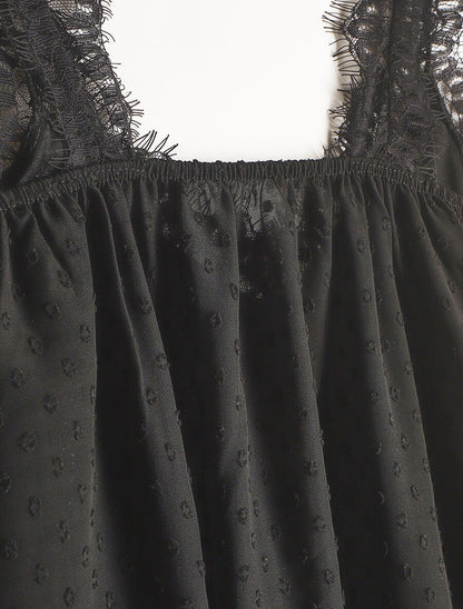 Top uni sans manches texturé - Noir - 3